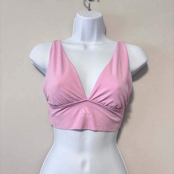 Adidas Women's Large Pink Longline Plunge Light Support Bra NWT - Picture 5 of 9